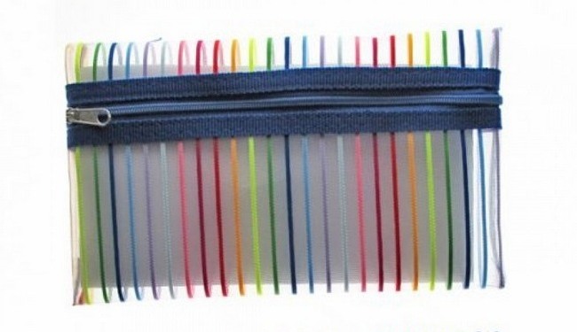 TSI Pencil Case, 21x12cm, Blue Zipper